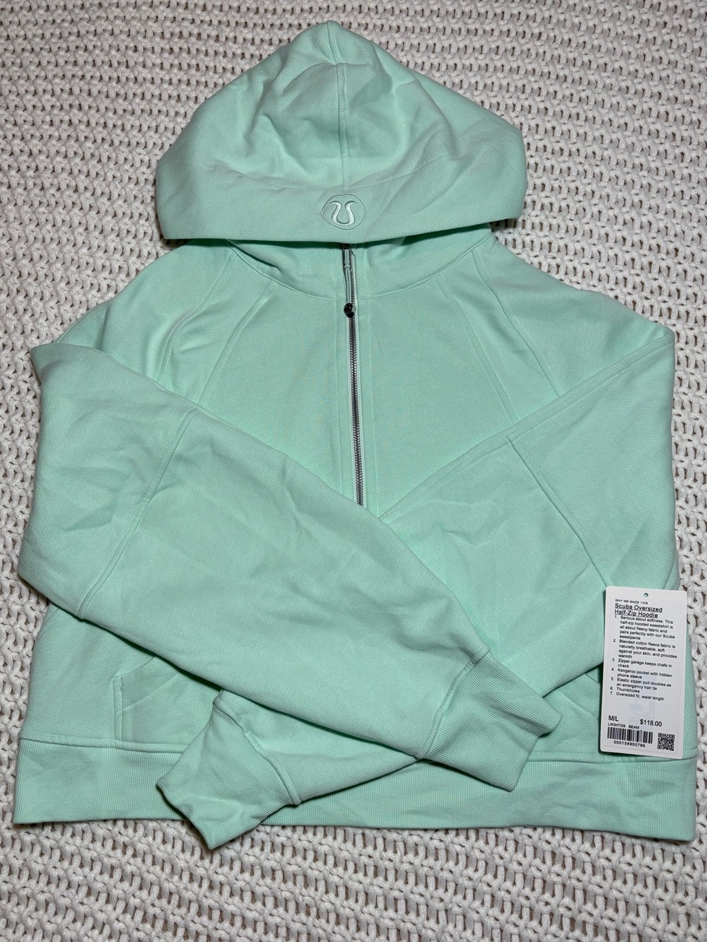 lululemon sea mist scuba oversized half zip hoodie size m/l